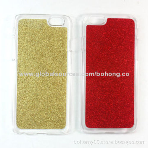 Bling PC case for iPhone 6, transparent PC back with bling sticker, various colors are available